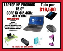 Laptop hp probook 156 Core i3 @24GHz 4GB de RAM  16500